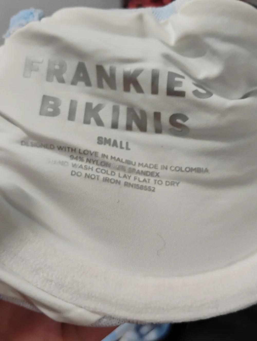 Frankie's Bikinis Blue White Gingham Underwire Bikini Top Sz S